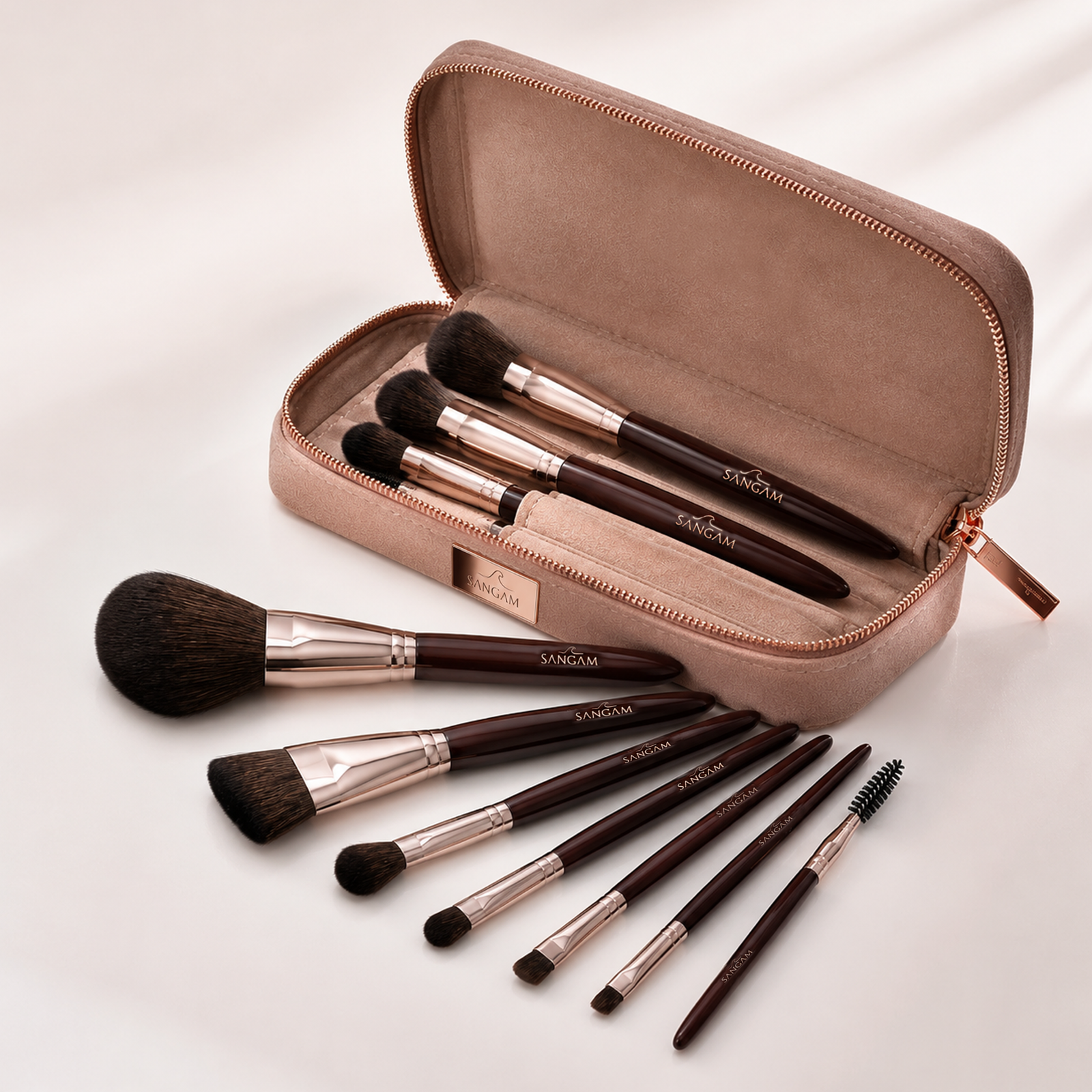 12PCS MAKEUP BRUSH SET WITH ZIPPER BAG - Image 5
