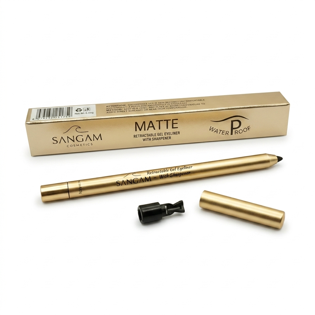 SANGAM Retractable Gel Eyeliner with Built-In Sharpener (Matte Waterproof) - Image 4