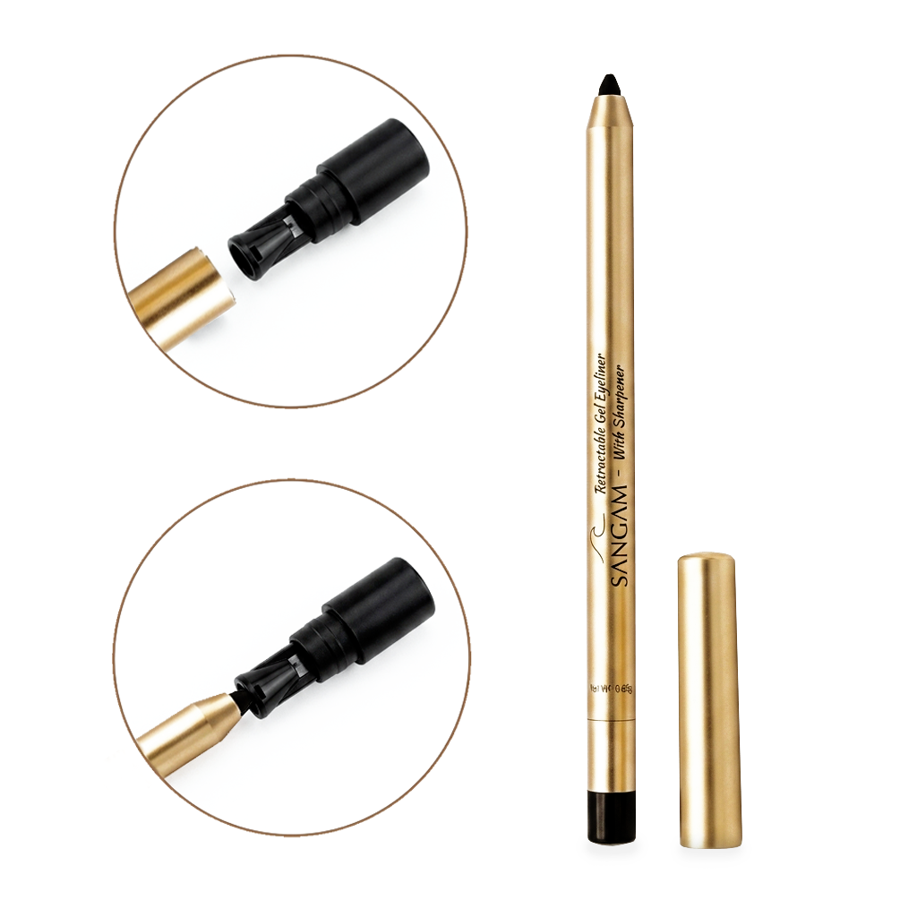 SANGAM Retractable Gel Eyeliner with Built-In Sharpener (Matte Waterproof) - Image 2