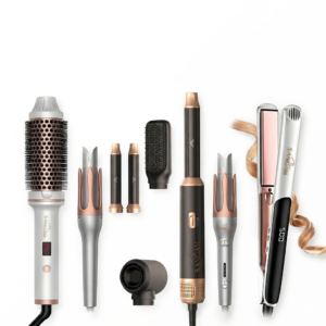 Salon Speed 5 In 1 Hair Styler with multiple attachments, premium gold design, Sangam Cosmetics professional hair styling tools