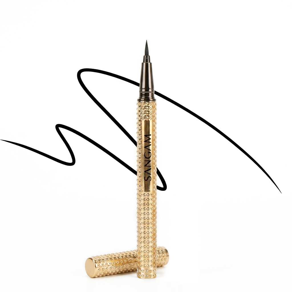 SANGAM Long Wear Waterproof Liquid Eyeliner EY09 with gold packaging and black precision tip