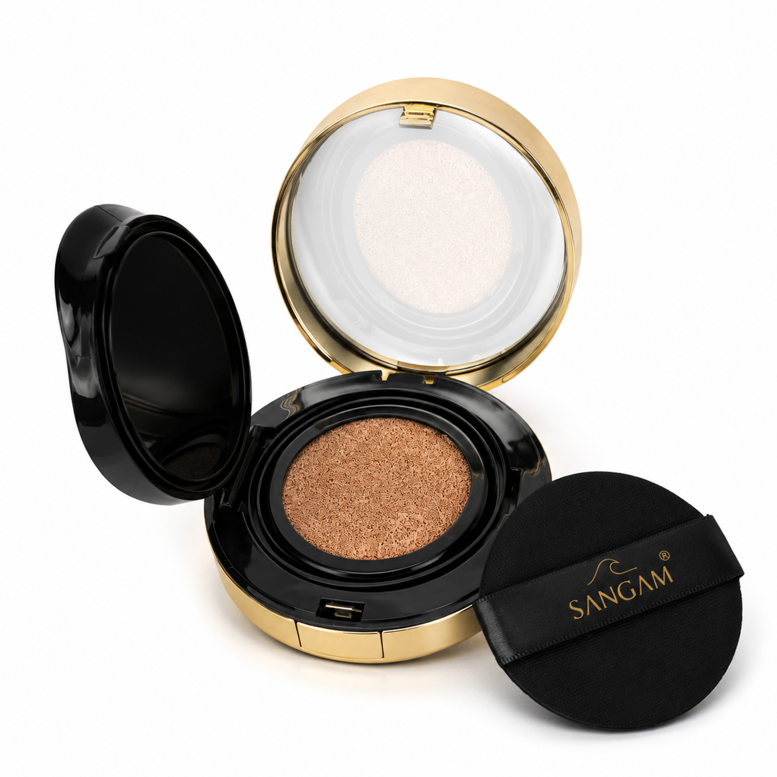 SANGAM Air Cushion Foundation Set FA6833 packaging with radiant smooth long-lasting finish