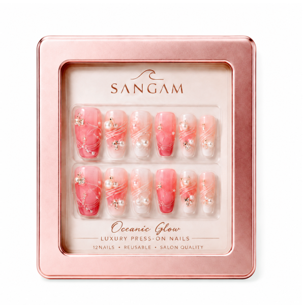 Luxury Oceanic Glow Press-On Nails – SANGAM