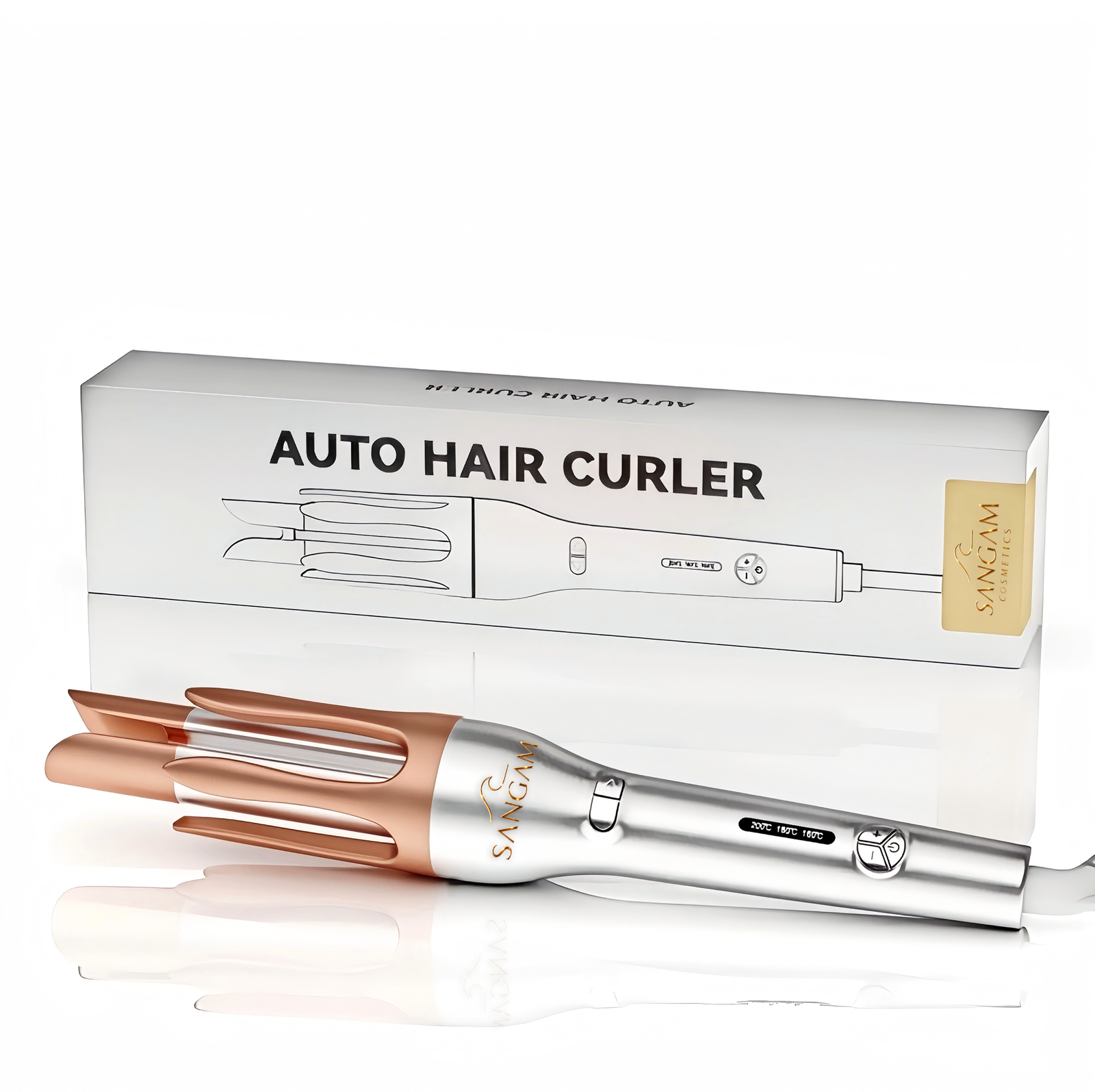SANGAM Fast Heat Auto Hair Curler with ceramic barrel for smooth glossy curls and easy one button styling