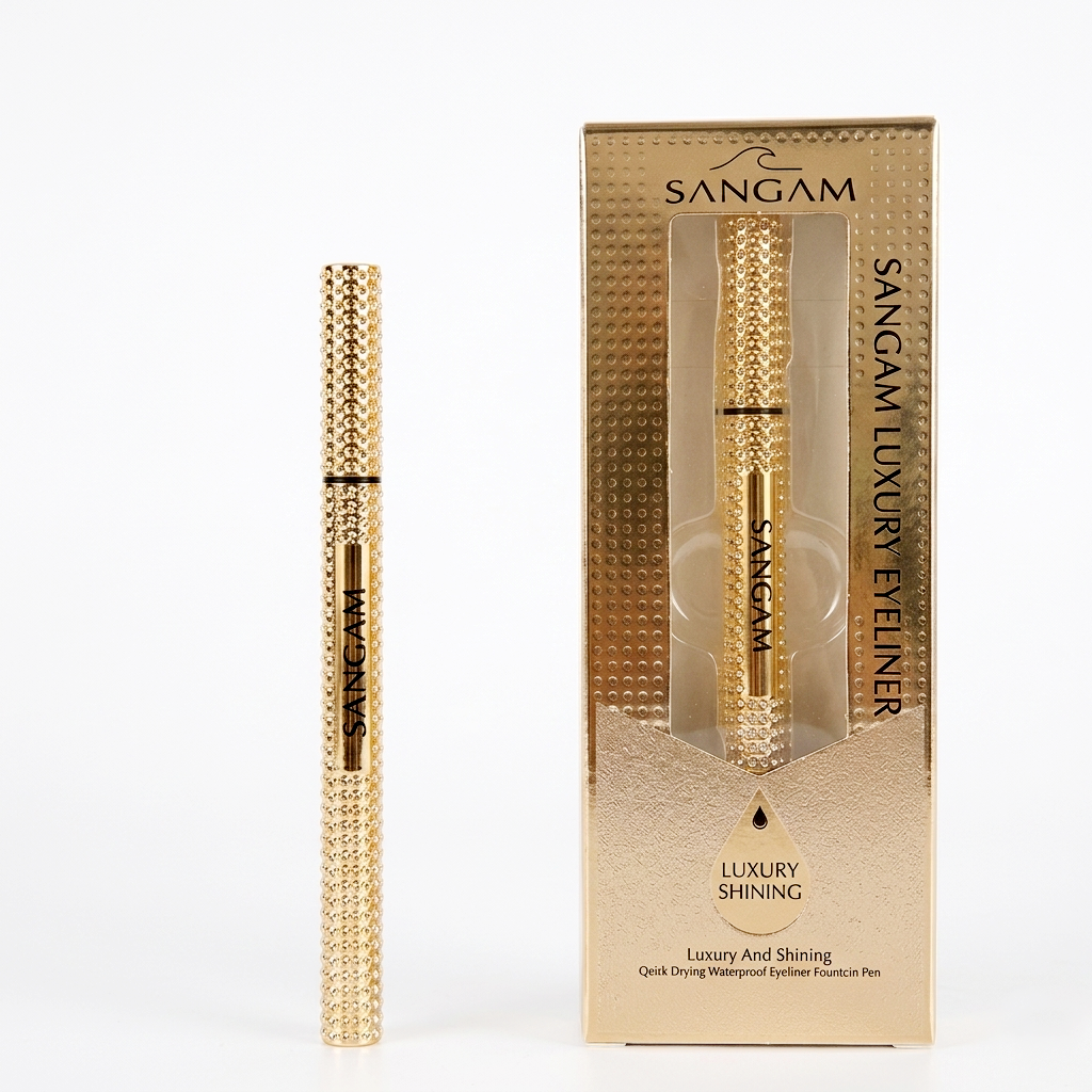 SANGAM Long Wear Waterproof Liquid Eyeliner EY09 with gold packaging and black precision tip